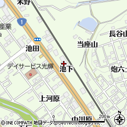 愛知県豊川市御油町池下周辺の地図