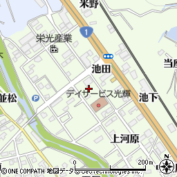 愛知県豊川市御油町池田周辺の地図