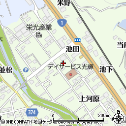 愛知県豊川市御油町（池田）周辺の地図
