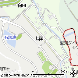 愛知県西尾市善明町上深周辺の地図