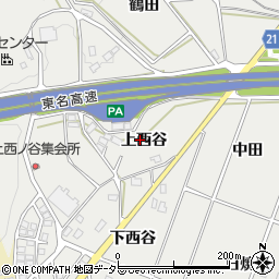 愛知県豊川市千両町上西谷周辺の地図