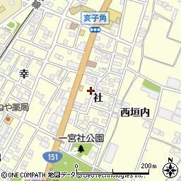 愛知県豊川市一宮町社周辺の地図