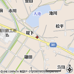 愛知県豊川市金沢町堤下周辺の地図