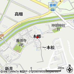 愛知県西尾市善明町本郷周辺の地図
