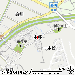 愛知県西尾市善明町（本郷）周辺の地図