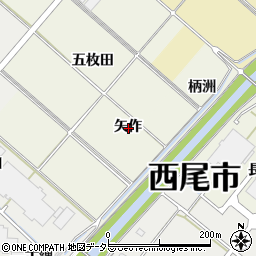 愛知県西尾市国森町矢作周辺の地図