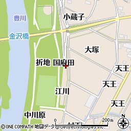 愛知県豊川市金沢町国府田周辺の地図