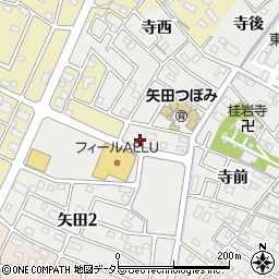 愛知県西尾市矢田周辺の地図