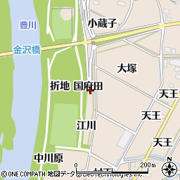 愛知県豊川市金沢町（国府田）周辺の地図