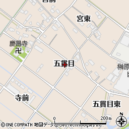 愛知県西尾市花蔵寺町五貫目周辺の地図