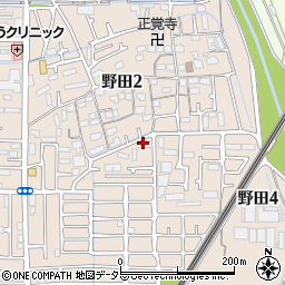 大阪府高槻市野田周辺の地図