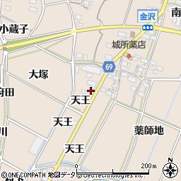 愛知県豊川市金沢町天王21周辺の地図
