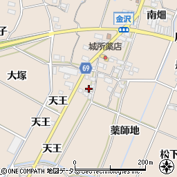愛知県豊川市金沢町天王16周辺の地図