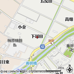 愛知県西尾市善明町下川田周辺の地図