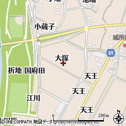 愛知県豊川市金沢町大塚周辺の地図