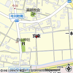 愛知県西尾市今川町宮東周辺の地図