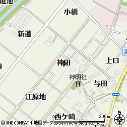 愛知県西尾市深池町（神田）周辺の地図
