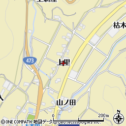 愛知県蒲郡市清田町（上里）周辺の地図