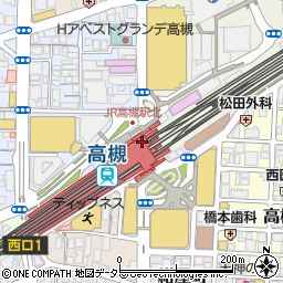 ココカラファイン薬局JR高槻駅店周辺の地図