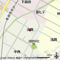愛知県西尾市川口町浅間周辺の地図