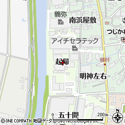 愛知県西尾市寺津町起帰周辺の地図