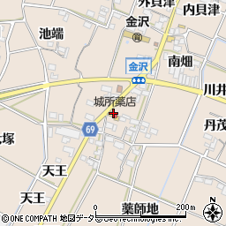 愛知県豊川市金沢町（丸海道）周辺の地図