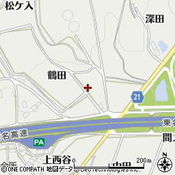 愛知県豊川市千両町鶴田周辺の地図
