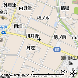 愛知県豊川市金沢町川井野周辺の地図