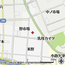 愛知県豊川市六角町野市場周辺の地図