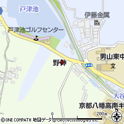 京都府八幡市美濃山野神周辺の地図