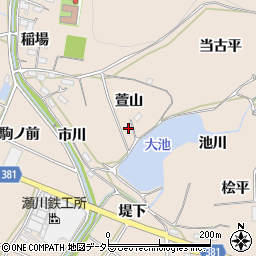 愛知県豊川市金沢町（萱山）周辺の地図