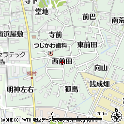 愛知県西尾市楠村町西前田周辺の地図