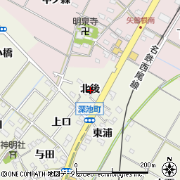 愛知県西尾市深池町北後周辺の地図