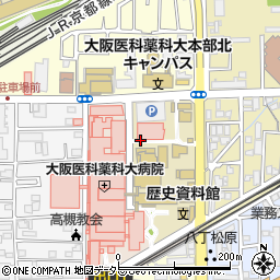 大阪府高槻市大学町周辺の地図