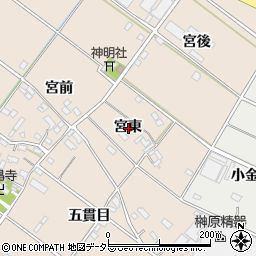 愛知県西尾市花蔵寺町宮東周辺の地図