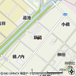 愛知県西尾市深池町新道周辺の地図