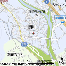 愛知県豊川市赤坂町関川周辺の地図