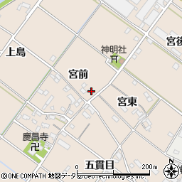 愛知県西尾市花蔵寺町宮前8周辺の地図