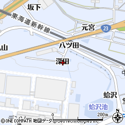 愛知県額田郡幸田町芦谷深田周辺の地図