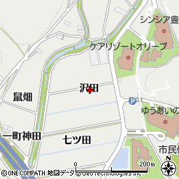 愛知県豊川市平尾町沢田周辺の地図
