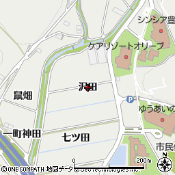 愛知県豊川市平尾町（沢田）周辺の地図