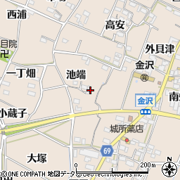愛知県豊川市金沢町池端周辺の地図