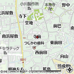 愛知県西尾市楠村町寺前周辺の地図