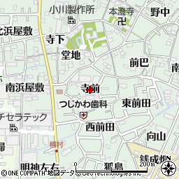 愛知県西尾市楠村町（寺前）周辺の地図