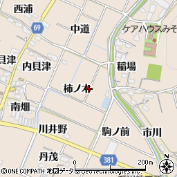 愛知県豊川市金沢町柿ノ木周辺の地図