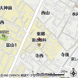 愛知県西尾市富山町（東郷）周辺の地図