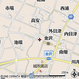 愛知県豊川市金沢町金山16周辺の地図