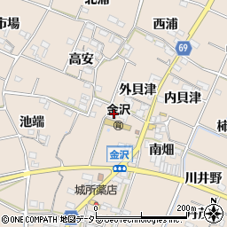 愛知県豊川市金沢町金山周辺の地図