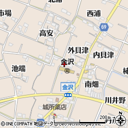 愛知県豊川市金沢町（金山）周辺の地図