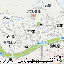 京都府綴喜郡宇治田原町荒木中出周辺の地図